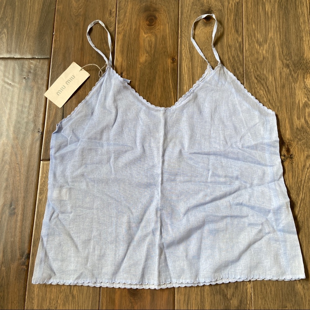Miu Miu Sheer Light Blue Tank Top